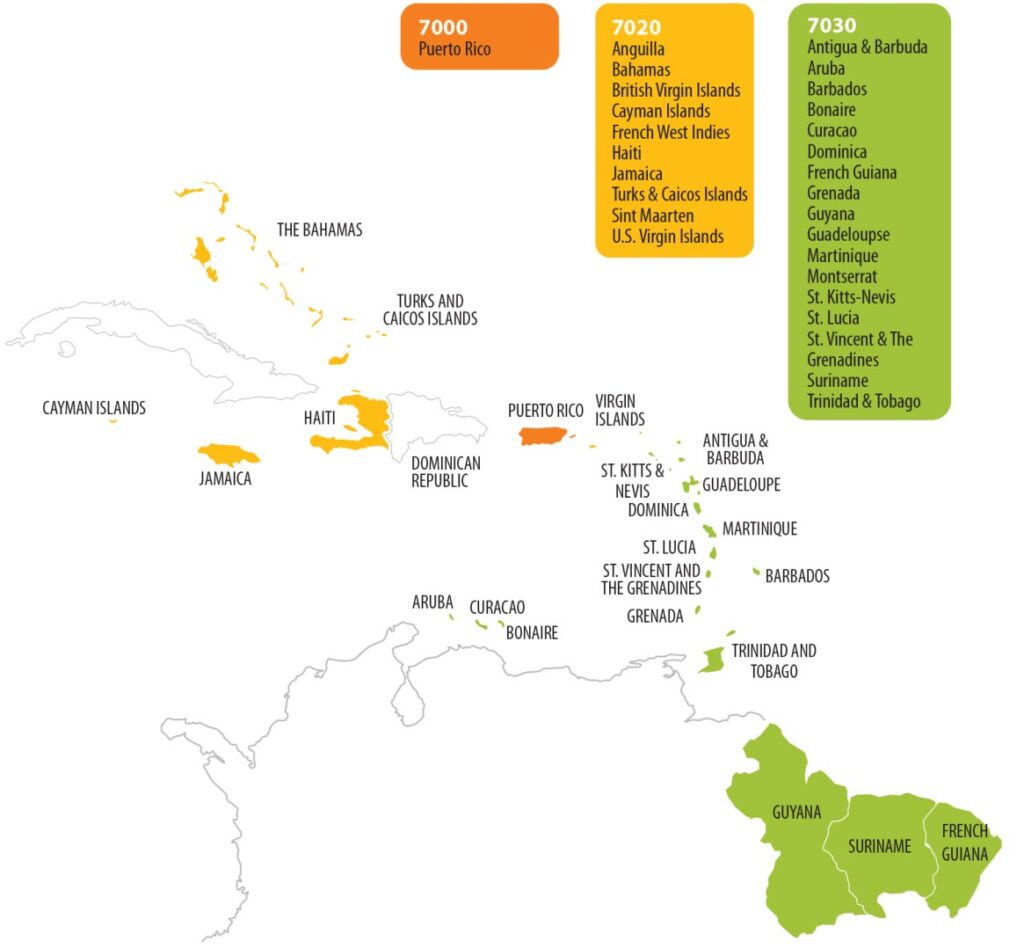 Zone 34 Caribbean Map